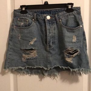 American threads jean ripped skirt